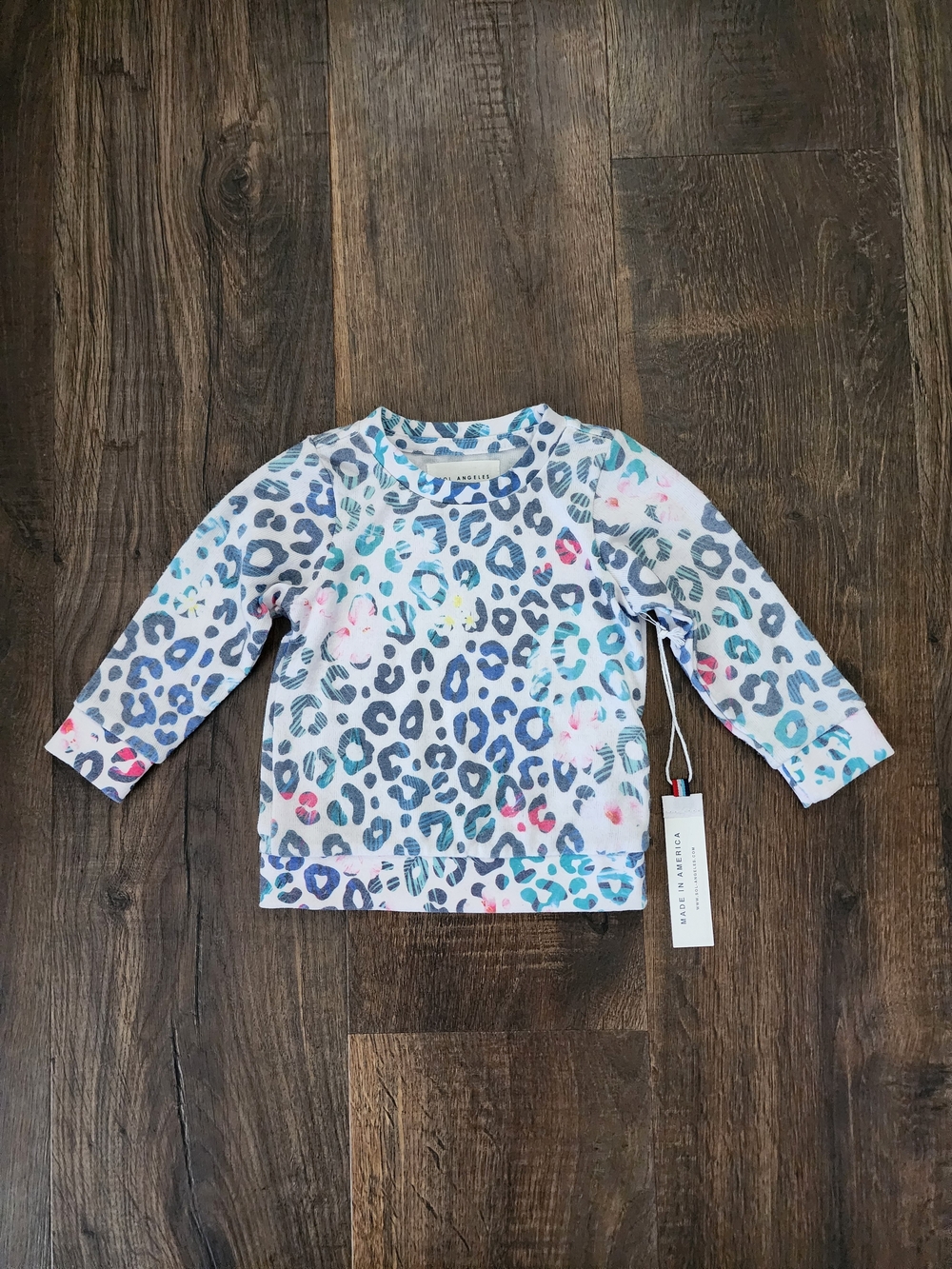 Sol Angeles Infant Top with Blue & Teal Leaf Print